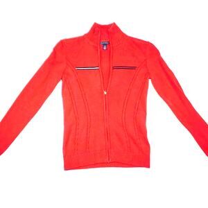 Tommy Hilfiger Women's Red Zip-Up Sweater | Stylish & Comfortable XS